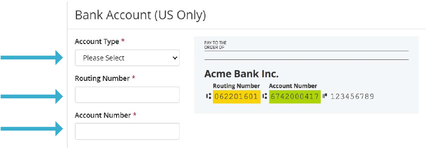 BenefitSovler bank account entry boxes