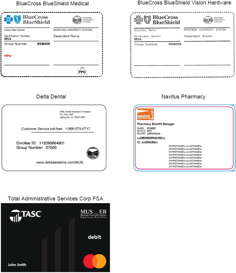MUS Benefits Actives Insurance Card Examples