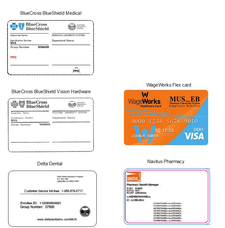 MUS Benefits Actives Insurance Card Examples